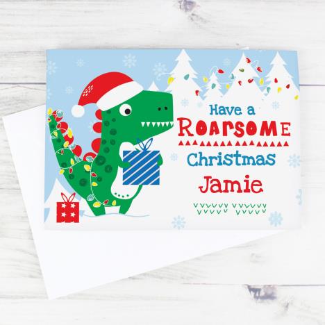 Personalised Dinosaur Have a Roarsome Christmas Card Extra Image 2